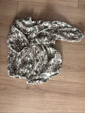 kate quinn Cream Romper with Green & Brown Floral Print